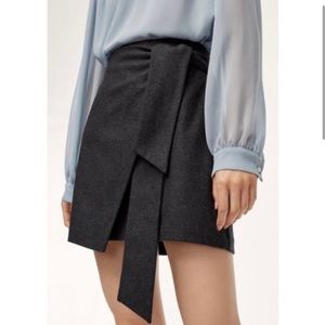 Aritzia Dorine Wrap-Front Skirt in Heather Charcoal